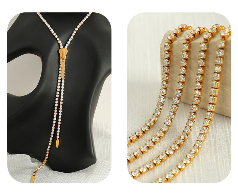 Diamond Long zipper Necklace