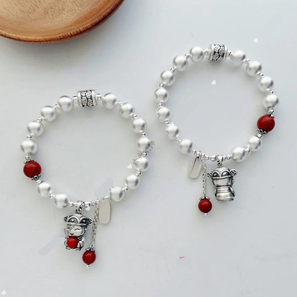 Fine Silver Lucky Fortune Cat Bracelet