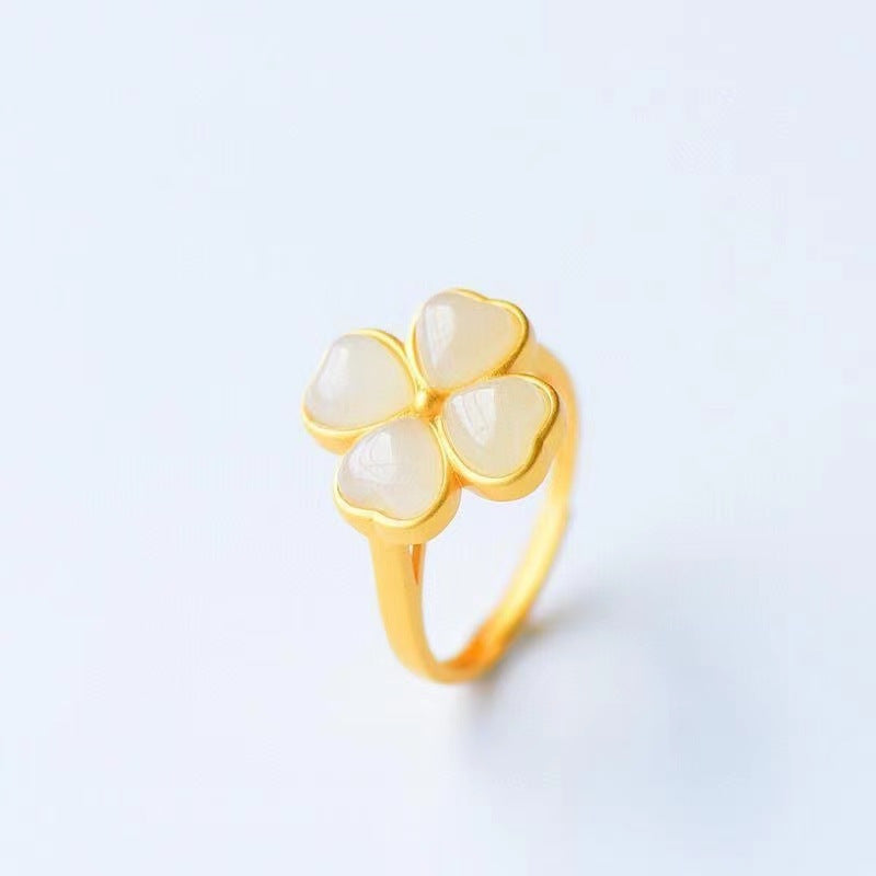 Four-Leaf Clover Jade  Ring