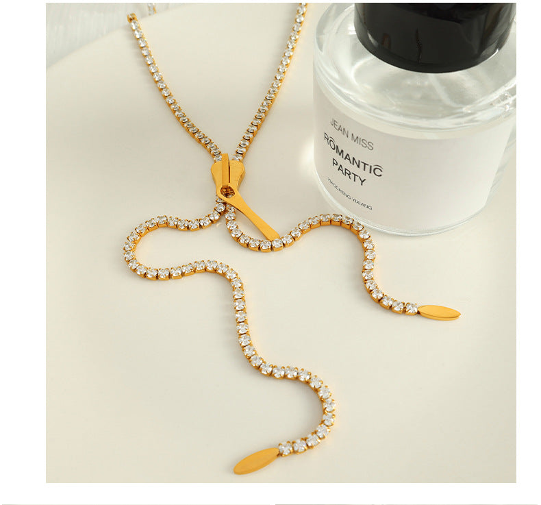 Diamond Long zipper Necklace