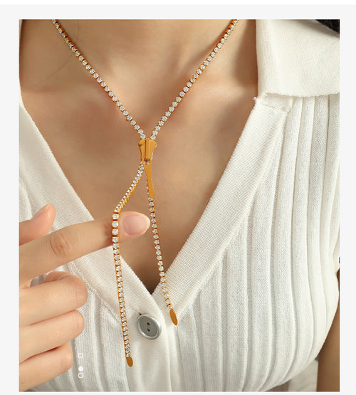 Diamond Long zipper Necklace