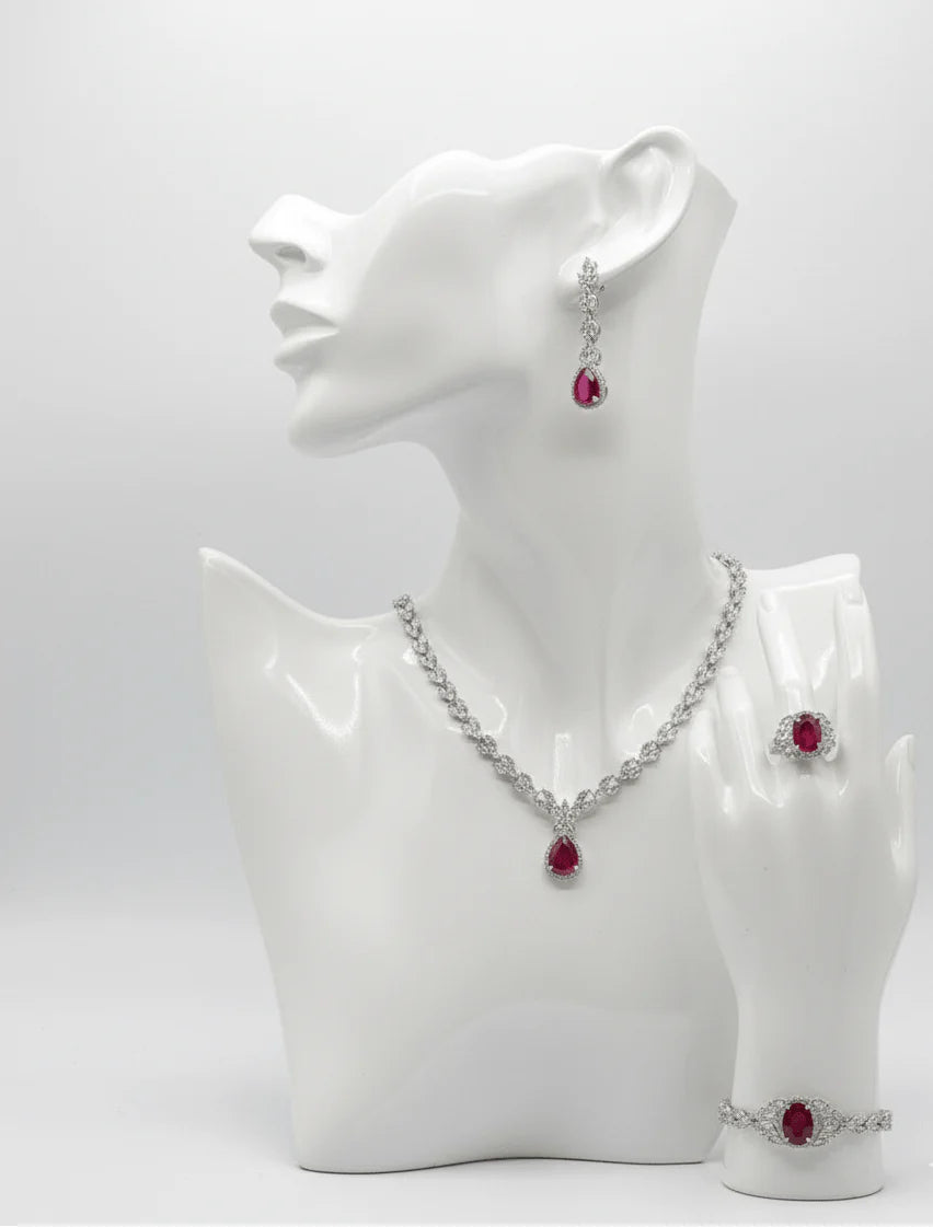 Crimson Teardrop Jewelry Set