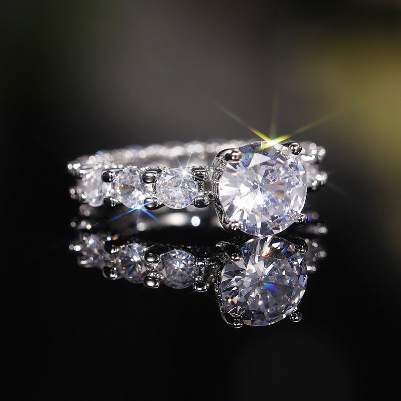 Inlaid Zircon Copper Ring