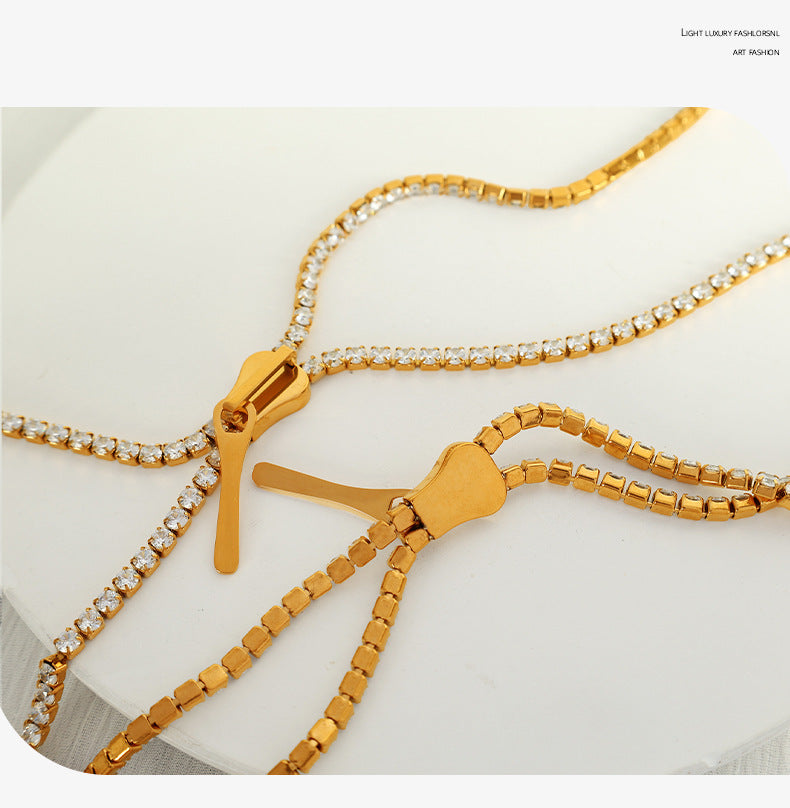 Diamond Long zipper Necklace