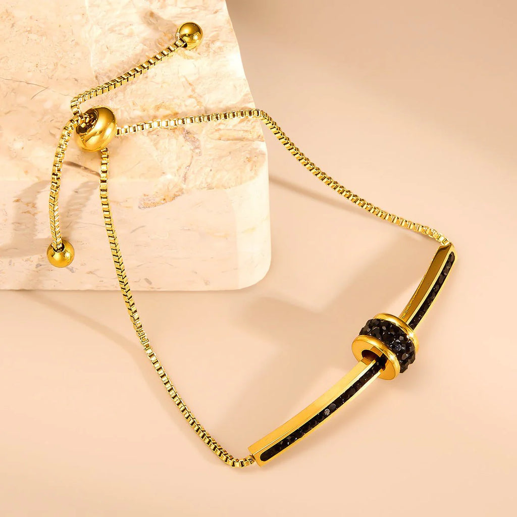 Drawable Black Diamond Small Waist Titanium Steel Bracelet